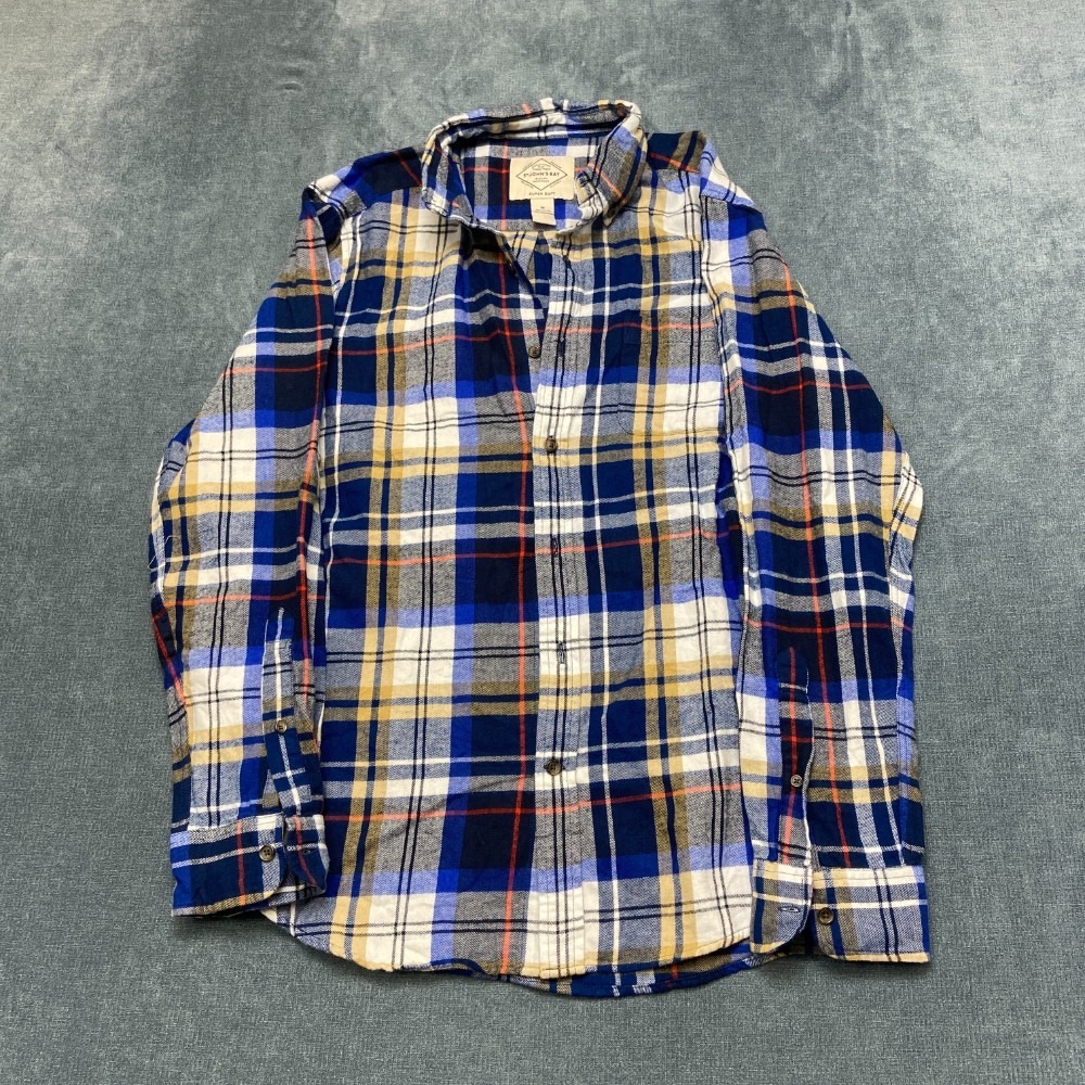 St. John's Bay Flannel Shirt Mens M Multicolor Plaid Cotton Classic Button Down